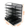 Office and Home Use Desk Organizer Metal Mesh Document Tray 5 Tier File Tray with One Drawer
