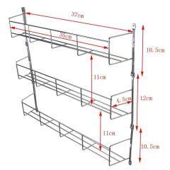 Kitchen use cabinet shelf storage wall organizer 3 tier steel metal hanging wire herb jar spice rack for pepper holder