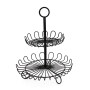 Detachable Bent Hook Foot Hollow Iron Metal Round Double Floor Cake Stand For Cupcake