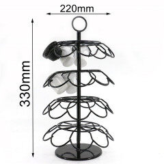 Wideny Supplier Hot-Sale Rotating Carousel 36 Pods K-cup Iron Wire Metal Desktop Foldable Revolving Coffee Capsule Holder