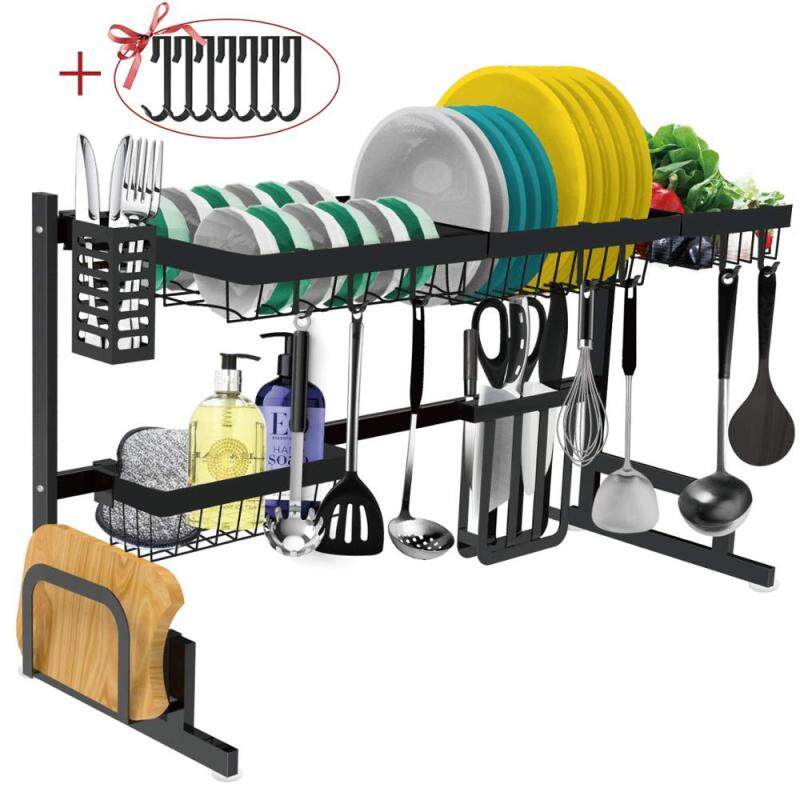 Wideny wholesale multi-function over the sink Removable black metal stainless steel drain dish rack for foldable kitchen