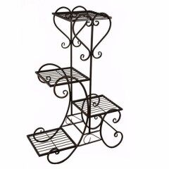 Home & Garden decoration morden 4 tiers square black powder coated Wedding wire metal plant stand