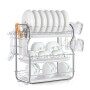 Wideny useful design 3 tier metal dish shelves display rack for kichen and bowl rack