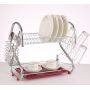 Wideny Durable Metal Dish Drainer 2 Tier Dish Drying Rack for Kitchen Counter Top