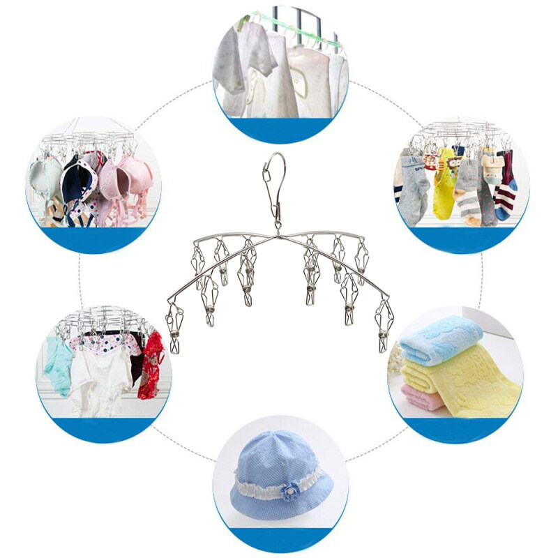 Wholesale l-best Multifunctional Indoor Balcony Wall Hanging Metal Stainless Steel Foldable Clothes Drying Rack