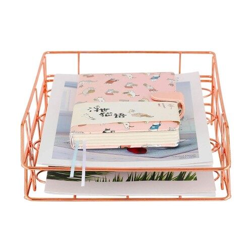 New design office gold metal wire desk storage file organizer for with paper