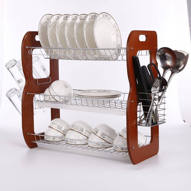 38*26.5*33.2 cm Household KichenTray  Disk Rack for counter 3 tiers stainless steel dish rack