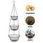 Simple Houseware 3 Tier Decoration Hanging Metal Shop Wire Vegetable Display Shelf Fruit Basket for Kitchen