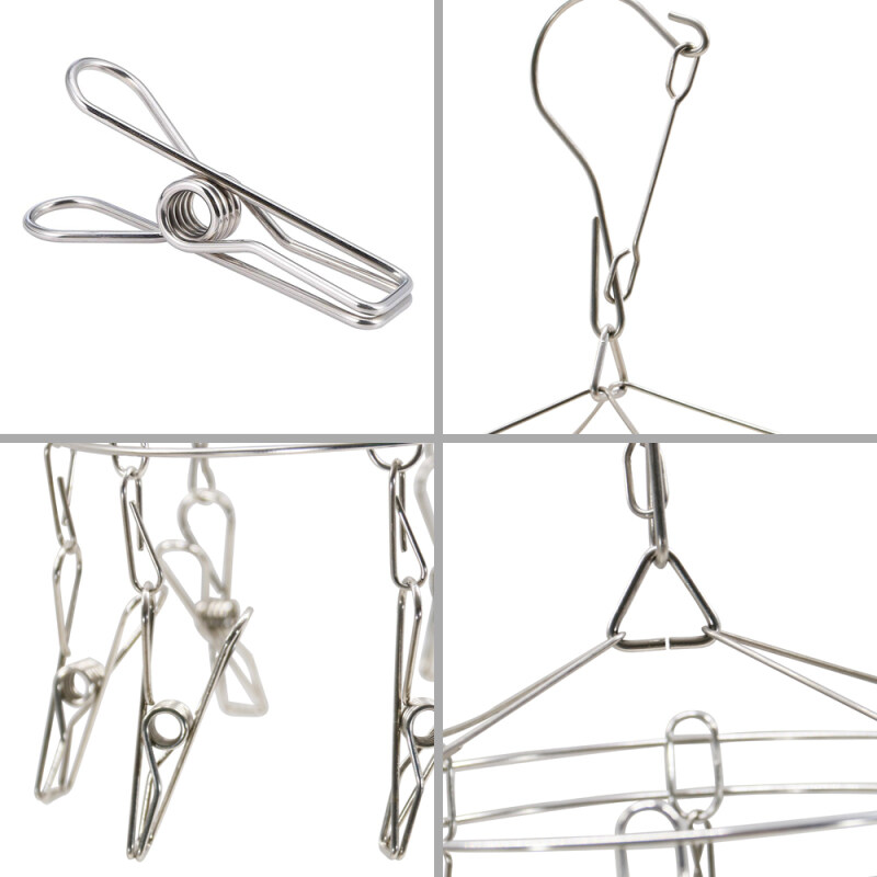 Hot Sale Removable Metal Drying Racks Round Shape Stainless Steel Saving Cloth Hanger with 8 Clip