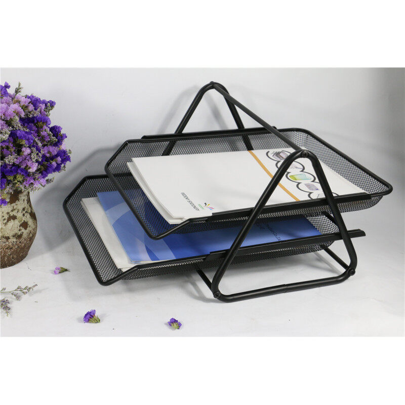 Wideny Office cheapest price Desk Mesh Document Letter Tray Organizer Wire Metal stackable 2-layer folding Paper File Tray