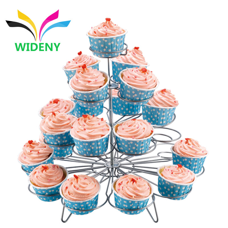 Wideny Iron metal Birthday Party plate colorful Rotating bread 3-tier gold wedding flower Silver cup cake stand