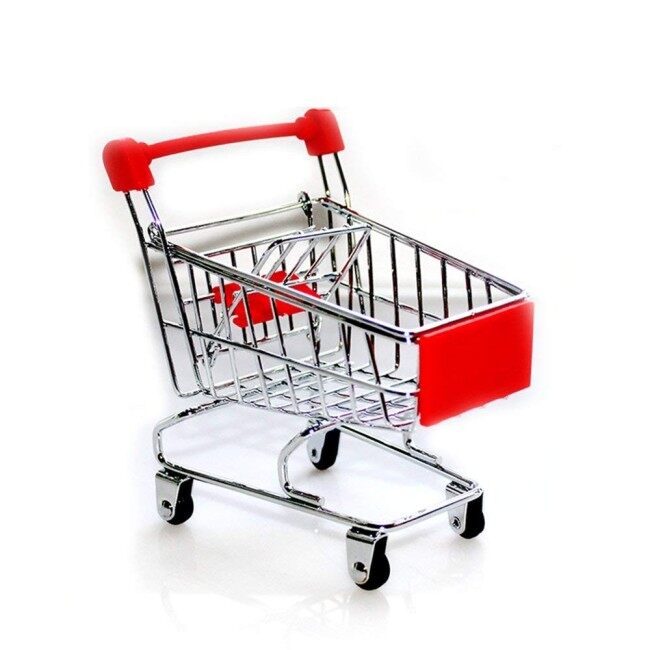 2 PCS Mini Red & Orange French Fry Appetizers Metal iron Shopping Cart Basket for Holder Fries Fish Chips