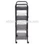 Multi-function Office home metal mesh 4 tier mobile storage file organizer cart with wheels