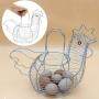 Manufacture Farmhouse Style Black Metal Kitchen Decorative Storage Iron Wire Chicken Design Egg Basket