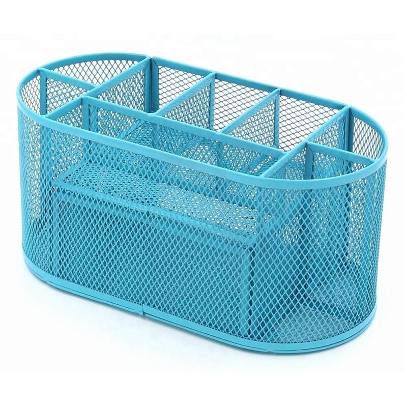 Wideny Office Wire Metal Desk Caddy Makeup Mesh Desk Organizer with sliding drawer
