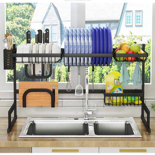 Wideny wholesale multi-function over the sink Removable black metal stainless steel utensil holder for foldable kitchen