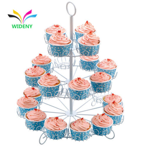 Party supplies decorative white powder coated 3 tier metal cake stand for wedding party