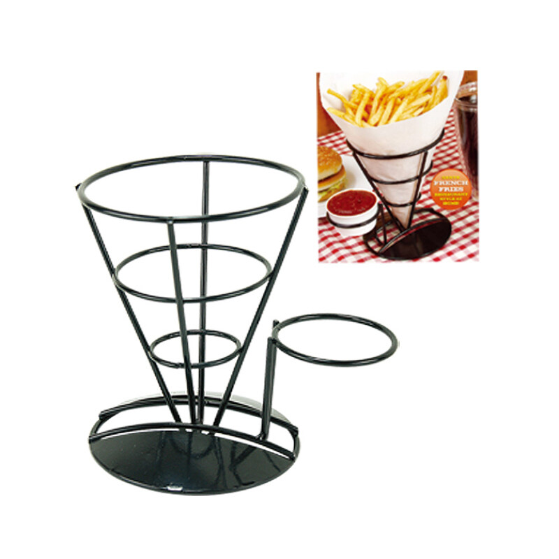 snack display rack black Metal Wire Basket French Fry Chips Cone  ice cream cone holder