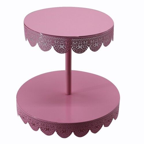 2 tier Metal plate pink iron home apply bread wedding cake cupcake stand