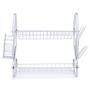 Hot Sale home Kitchen tableware organizer 2 Tiers folding white metal the Sink Dish Rack for drainer