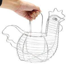 wholesale home kitchen table top Metal Mesh Wire Chicken Shaped Silver Tone Egg Storage holder