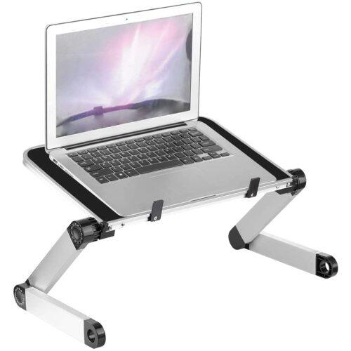 Office or Home Desk-Black Foldable Aluminum Portable Lap Desk Stand Adjustable Laptop Stand Table for bed