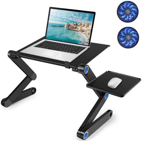 Amazon Hot Selling Convenient Height Adjustable Aluminum Foldable Laptop Stand with Cooling Fans