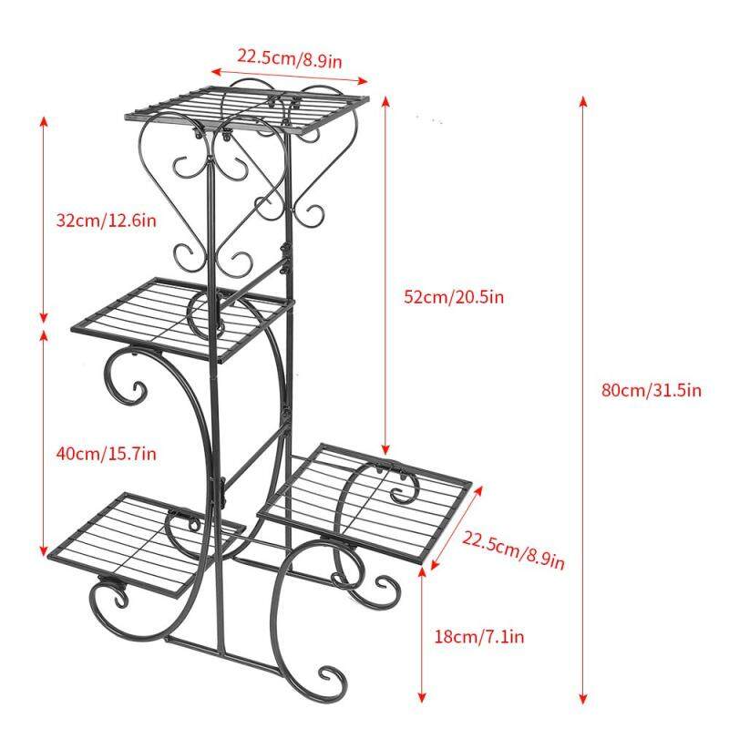 Home & Garden decoration 4 tiers square black powder coated Wedding wire metal flower stand
