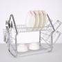 Wholesale fancy design silver 2 tiers kitchen cabinet dish rack for home and kichen