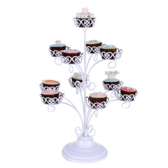Ustensiles de cuisson nouveau design fleur mariage décoratif métal blanc bonbons tasse gâteau stand