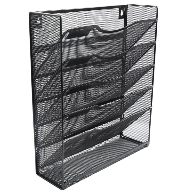 wholesale Office stationery supplies 5 layers  metal wire mesh wall-mounted file organizer