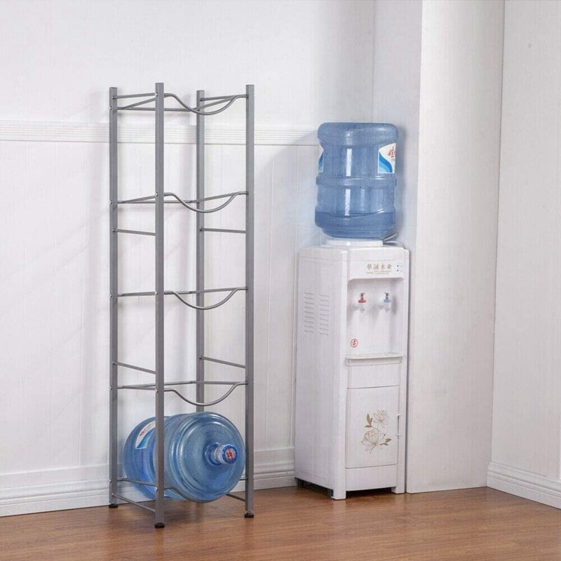 5-Tier Detachable Heavy Duty Chrome Water Bottle Cabby Rack with Holder