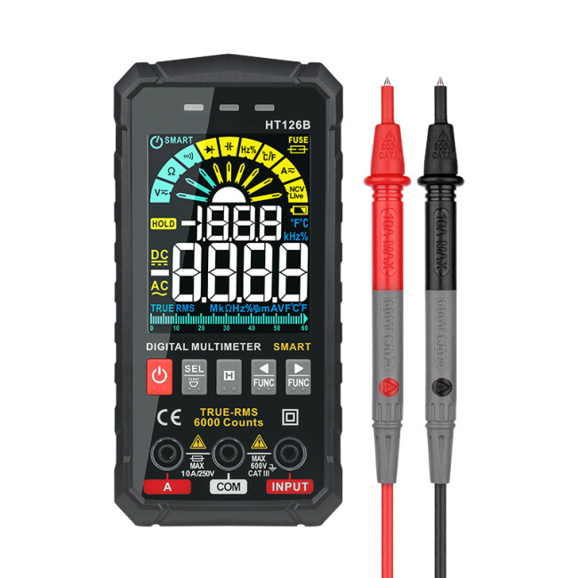 HT126B Smart Digital Multimeter 6000 Counts True RMS Auto-ranging VA Screen Electrical Tester Voltmeter Ammeter