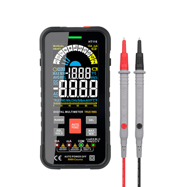 HT116 Intelligent Portable 9999 Counts Auto-Off NCV Smart Digital Multimeter AC DC Voltage Current Tester