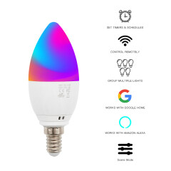 Alexa and Google Home Dimming RGBW E14 Base Smart Wifi Led Bulb