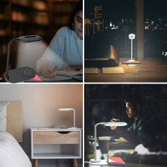 Lightingpass Multi-Function Reading Light Wireless Charger USB Charging Port Touch Control Dimmable Eye-Caring LED Table Desktop Lamp