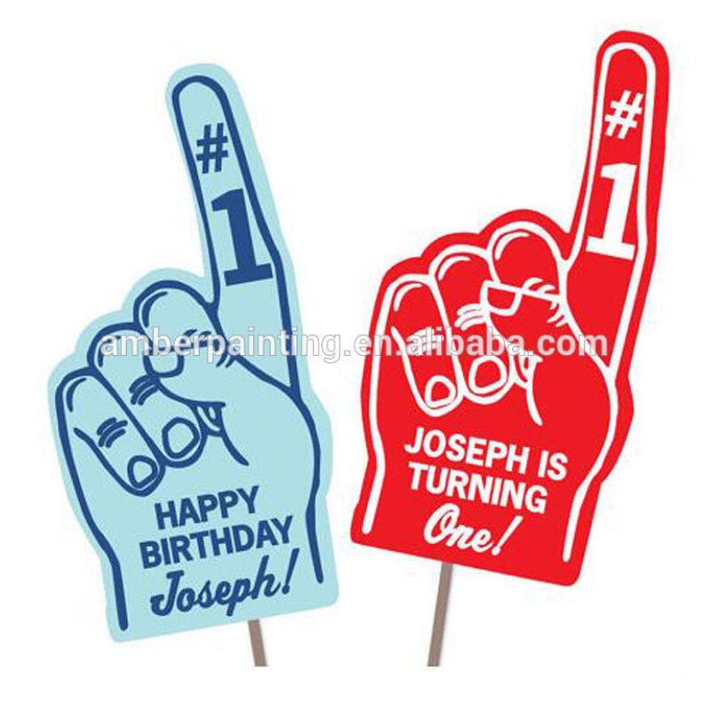 Juguete de mano de dedo de espuma gigante personalizado para imprimir diy para 1ra fiesta de cumpleaños