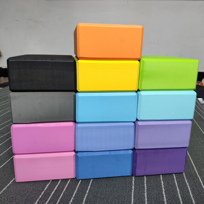 Custom High-density eco friendly pink and blue eva foam yoga blocks with logo