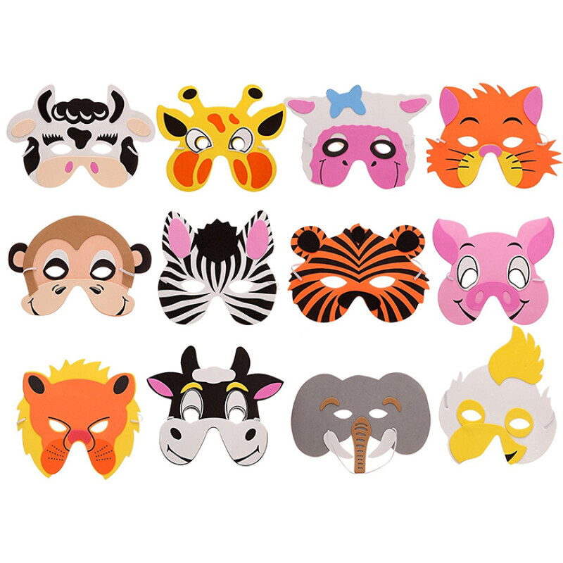 promotional cheap soft custom EVA foam  3D  mask animal face for kids
