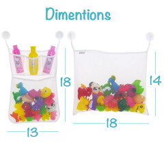 2 x Mesh Bath Toy Organizer set for Baby Shower Accessories with 6 Suction Hooks