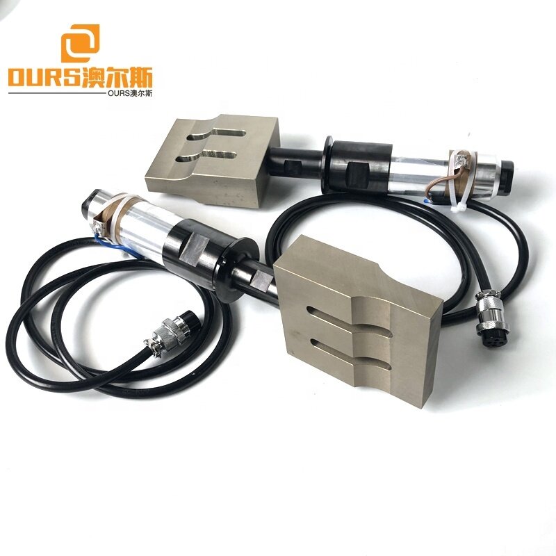 20K 2000W Ultrasonic Transducer With Aluminum Booster Horn For Medical Mask Edge NonWoven Sealing 110x20mm