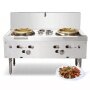 Vertical Gas Commercial 2 cooktop wok Burner Stove Cooking Range Multifunction Cooker with fan