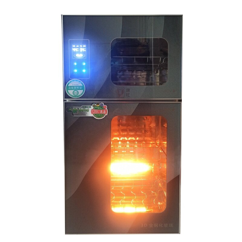 Infrared Ozone  upper layer 65degrees ; Bottom Infrared Disinfection Cabinet 125degrees hot selling Kitchen Home use Glass panel