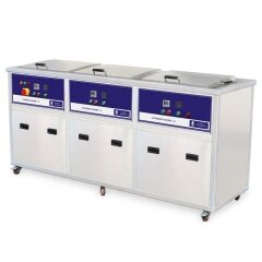 Limpiador ultrasónico industrial de 3 tanques para aplicaciones industriales y médicas automáticas