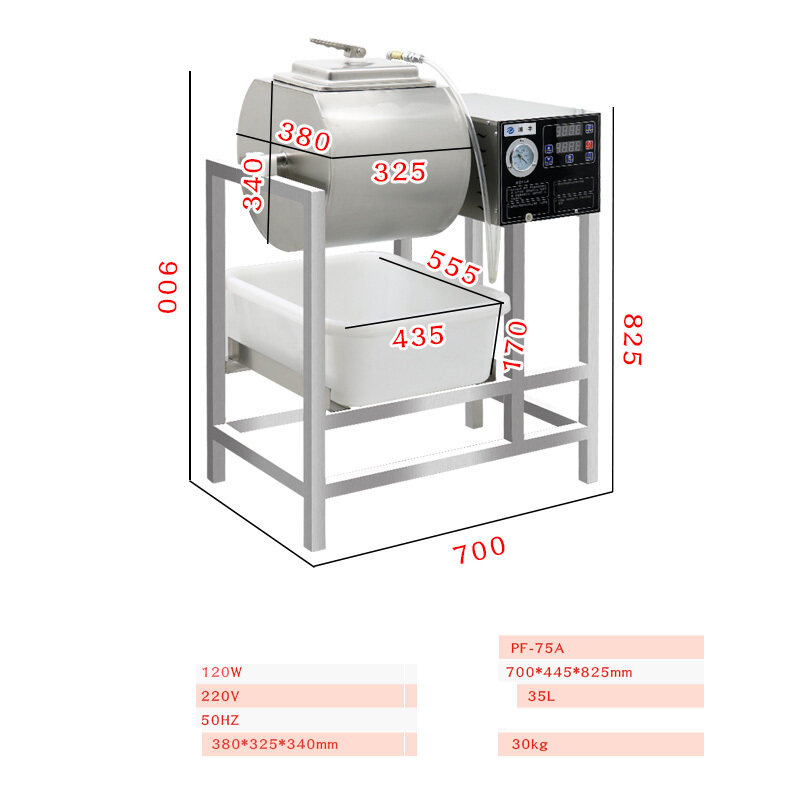 Pickled Meat Vacuum Tumbler Marinator 18L 35L 80L 150L Stainless  Steel Table Top Vertical