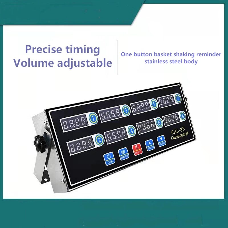 Commercial Kitchen Timer 8-channel Automatic 8-stage Timing Reminder Frying Basket Shaking Timer