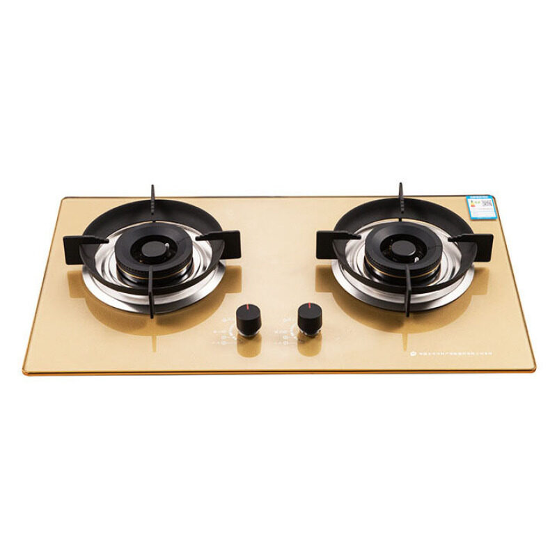 NG/LPG Gold Gas Stove 2 Burners Domestic Stove Surface Embedded Dual-purpose Gas Range Cooker
