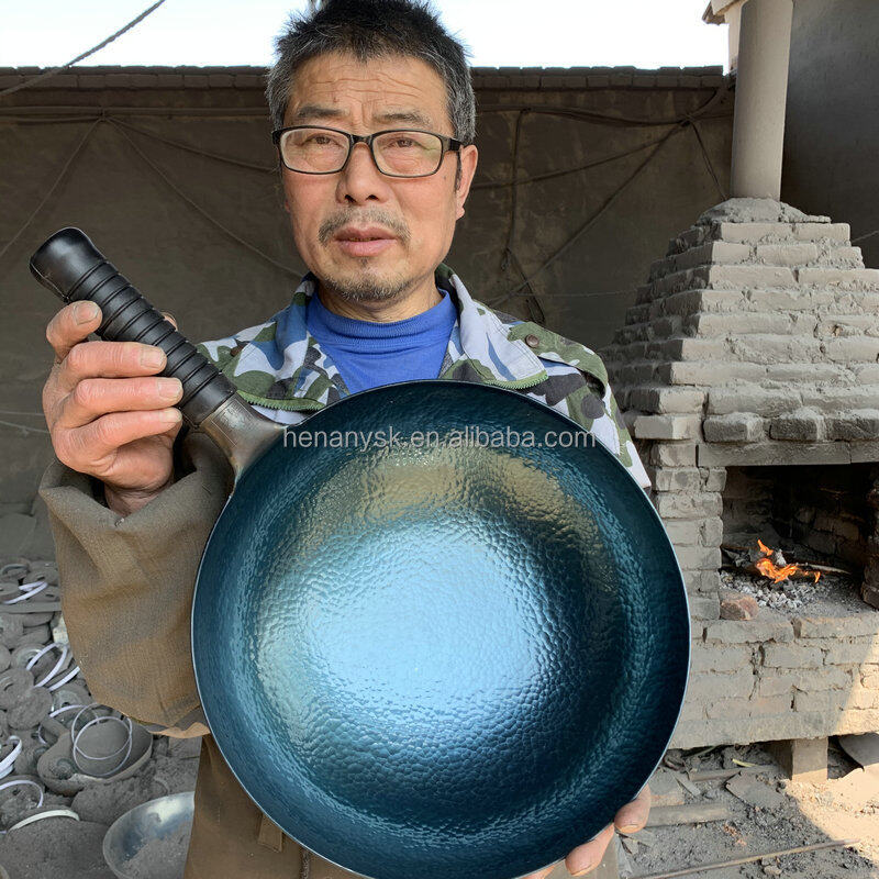 High Grade Saucepan Fish Scale Pattern Hand Forging Household Pan Frying Pan Uncoated Non Stick Pot Wholesale Zhangqiu Iron Pot