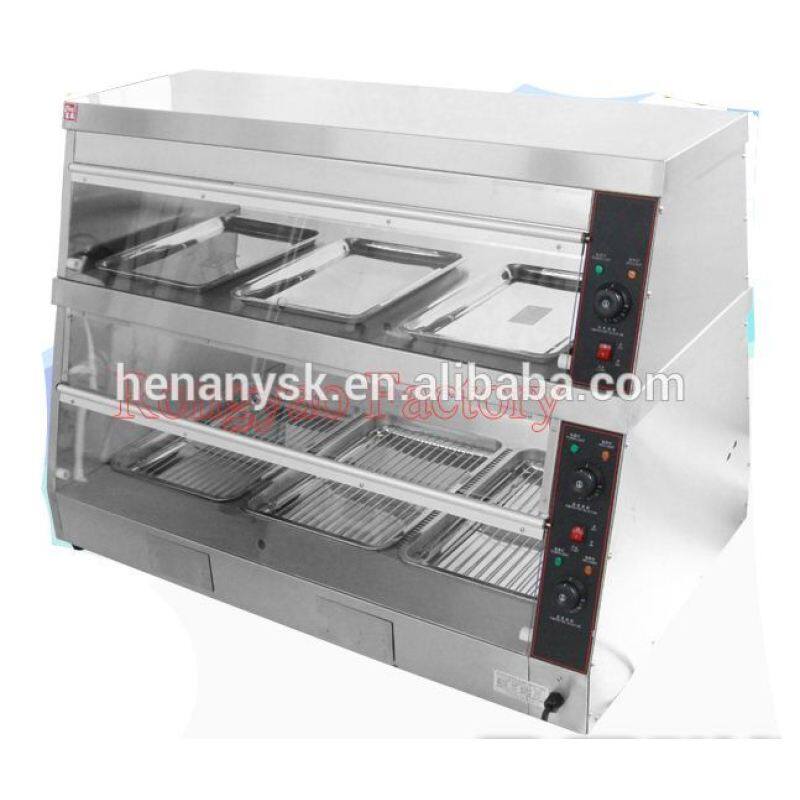 DH-2*3 Hot Display Showcase Electric Food Warmer Stainless Steel Display Showcase With 2 Shelves