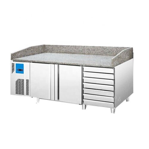OEM Refrigerated Cabinet With Baking Tray Marble Top Bench Various Styles Baking Refrigerator Work Table